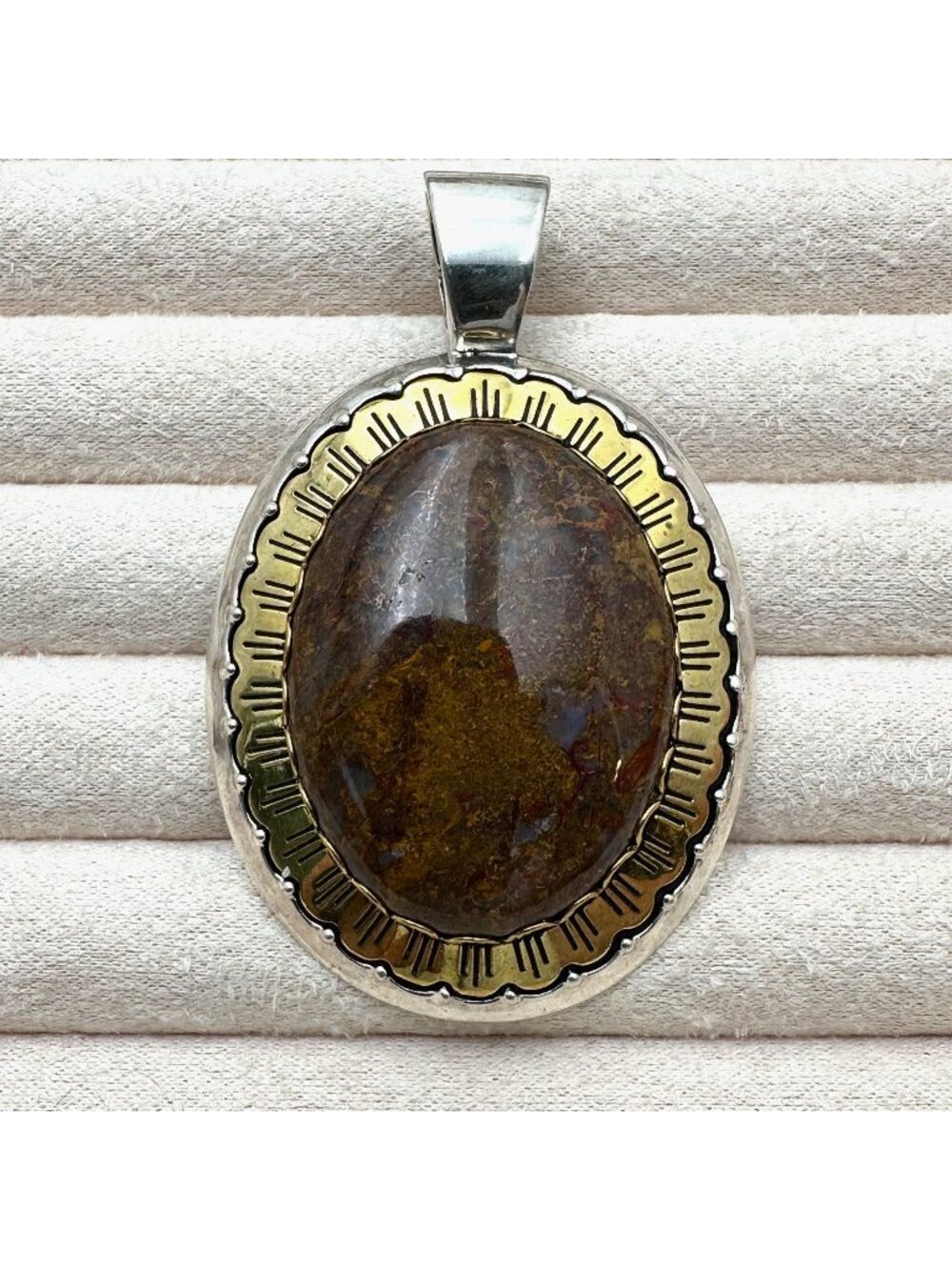 Carolyn Pollack Bronzite Brass Sterling Silver Large Pendant Enhancer